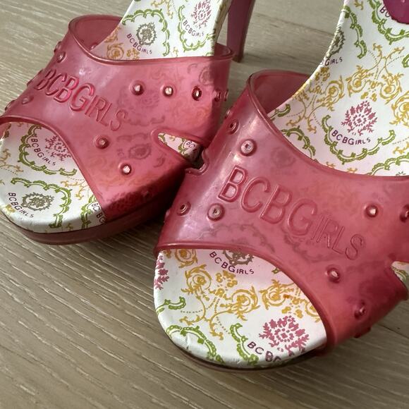 Bcbg Max Azria Women Jelly Heels Y2K Barbie Platforms Size 8 Vintage High Heels - Picture 3 of 8